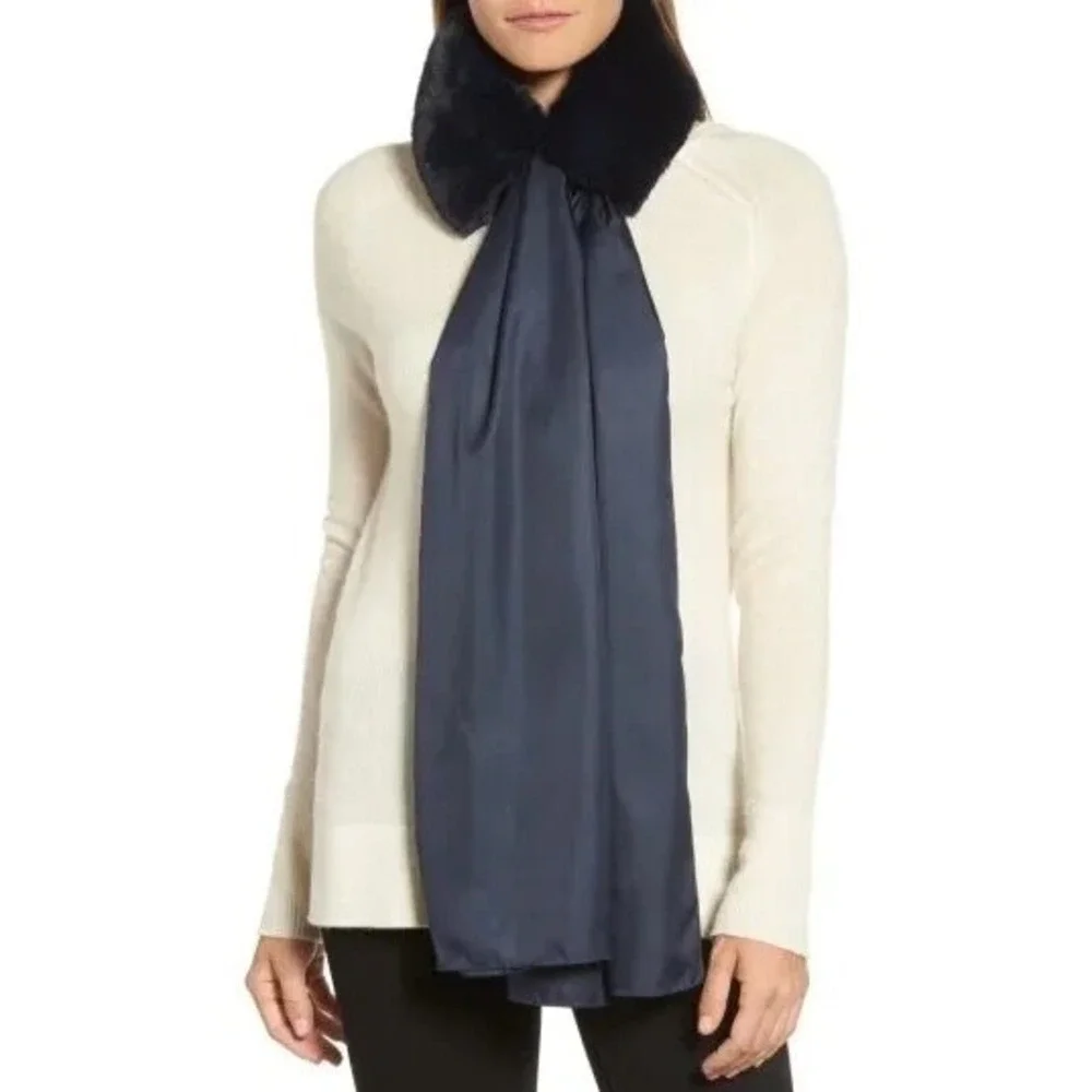 Echo Anastasia‎ Faux Fur Collar with Removable Scarf Black NEW